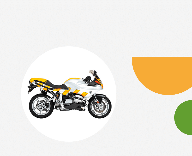 moto bmw R 1100 S blanche et jaune
