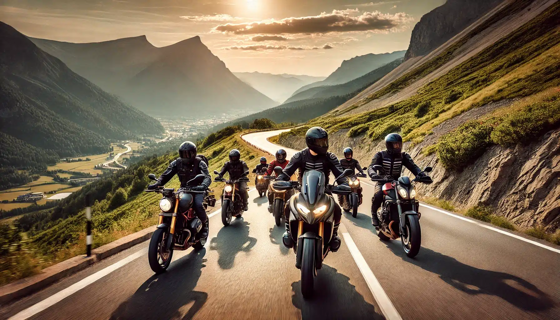 groupe de motards se baladant dans la montagne